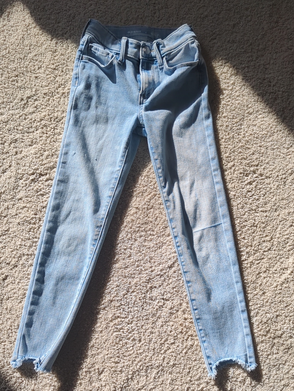 Old Navy Girls Blue Skinny Jeans with Raw Hem Size 8